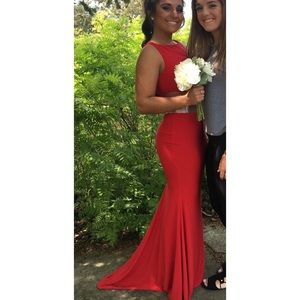 JVN Red two piece prom dress
